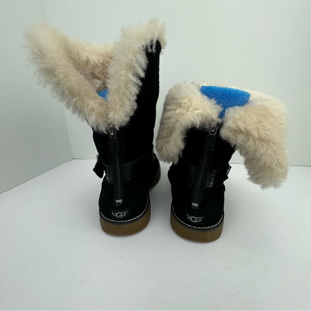 UGG Nessa Boots shearling lined black suede mid calf boots size 2.